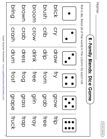 Cards & Games - Phonics Blend Dice Game Cards & Games - Phonics Blend Dice Game