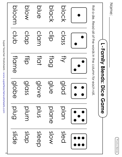 Cards & Games - Phonics Blend Dice Game