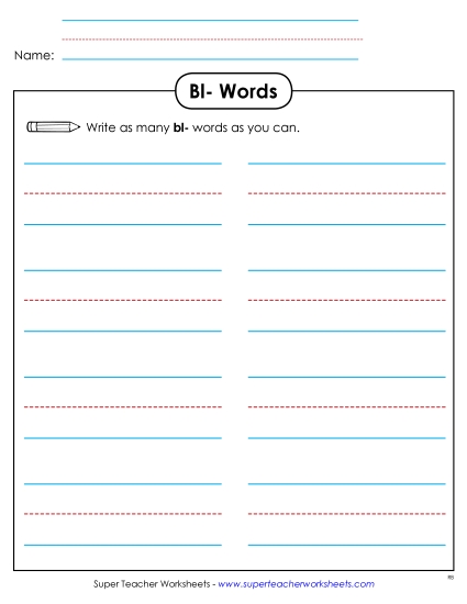 Worksheets - Phonics Brainstorm (Bl-) Worksheets - Phonics Brainstorm (Bl-)