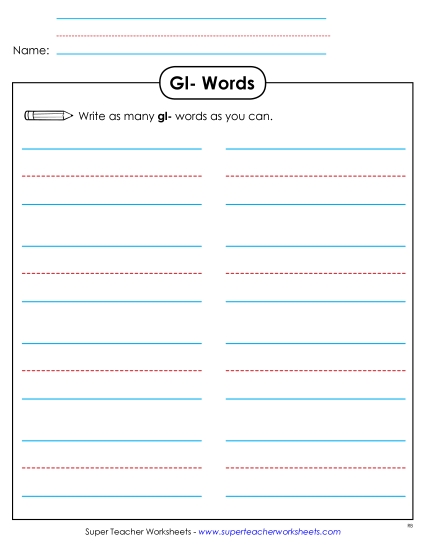 Worksheets - Phonics Brainstorm (Gl-) Worksheets - Phonics Brainstorm (Gl-)