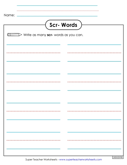 Worksheets - Phonics Brainstorm (Scr- Words) Worksheets - Phonics Brainstorm (Scr- Words)