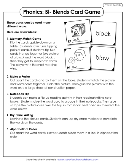 Games & Learning Centers - Phonics Card Game (Bl- Blends) Games & Learning Centers - Phonics Card Game (Bl- Blends)