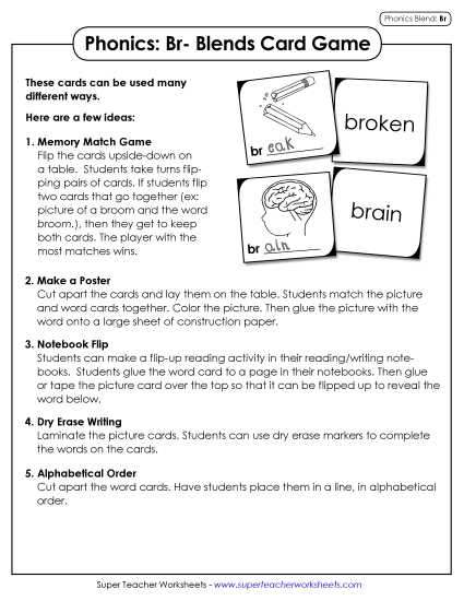 Games & Learning Centers - Phonics Card Game (Br- Blends)