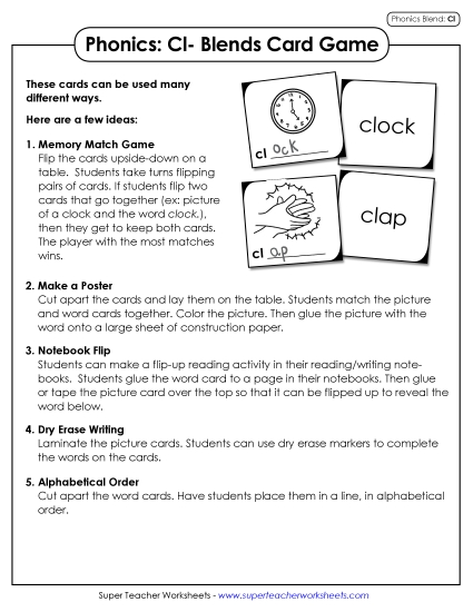 Games & Learning Centers - Phonics Card Game (Cl- Blends) Games & Learning Centers - Phonics Card Game (Cl- Blends)
