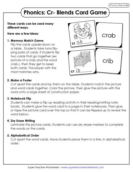 Games & Learning Centers - Phonics Card Game (Cr- Words) Games & Learning Centers - Phonics Card Game (Cr- Words)