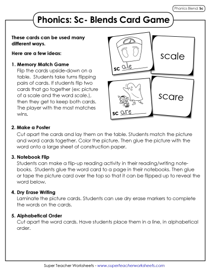 Games & Learning Centers - Phonics Card Game (Sc- Blends)
