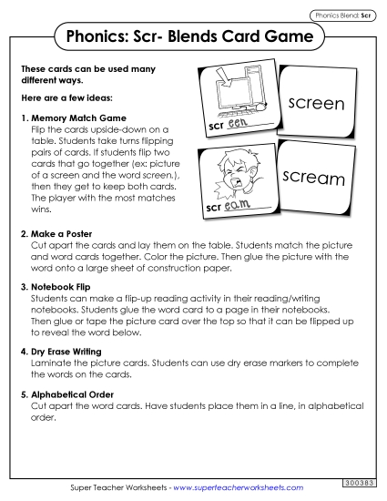 Games and Learning Centers - Phonics Card Game (Scr- Blends) Games and Learning Centers - Phonics Card Game (Scr- Blends)
