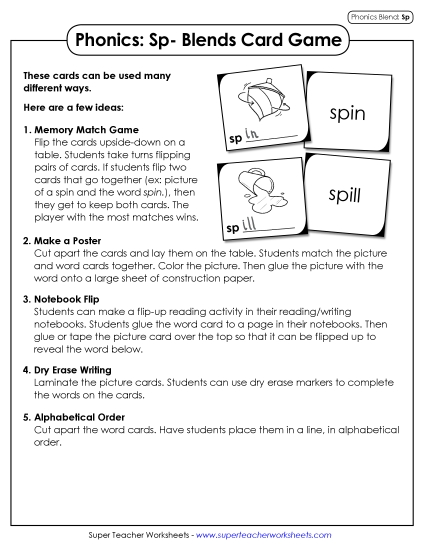 Games & Learning Centers - Phonics Card Game (Sp- Words) Games & Learning Centers - Phonics Card Game (Sp- Words)