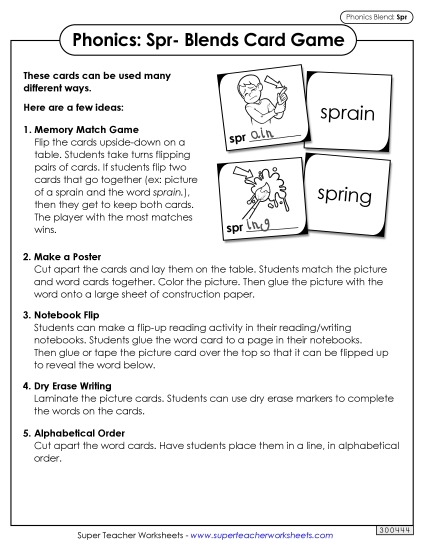 Games and Learning Centers - Phonics Card Game (Spr- Blends)
