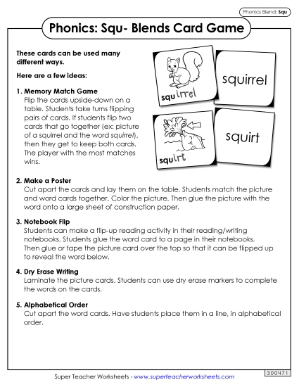 Games and Learning Centers - Phonics Card Game (Squ- Blends) Games and Learning Centers - Phonics Card Game (Squ- Blends)