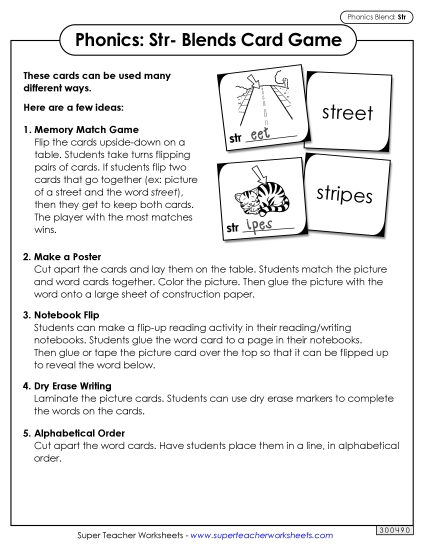 Games and Learning Centers - Phonics Card Game (Str- Blends)