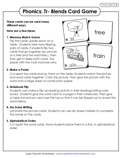 Games & Learning Centers - Phonics Card Game (Tr- Blends)