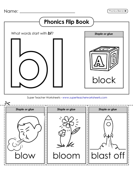 Cut and Glue Activities - Phonics Flip Book (Bl-)