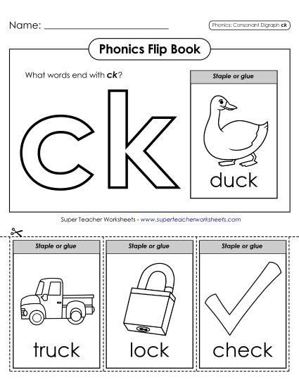 Phonics Flip Book ck Printable Digraphs Ck Blend PDF Worksheet For Kids