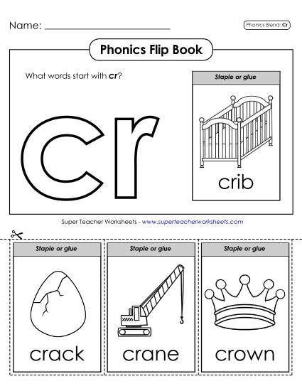 Cut and Glue Activities - Phonics Flip Book (Cr-) Cut and Glue Activities - Phonics Flip Book (Cr-)