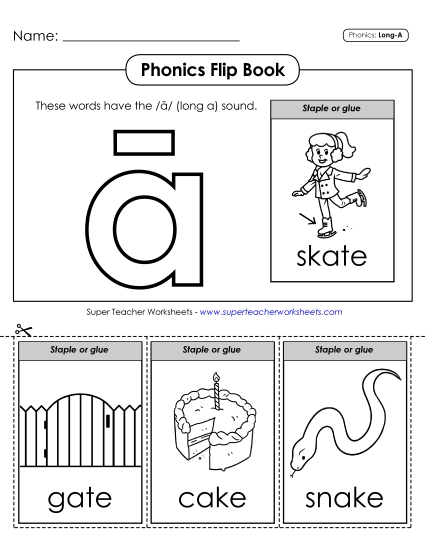 Cut & Glue Activities - Phonics Flip Book (Long A Words) Cut & Glue Activities - Phonics Flip Book (Long A Words)