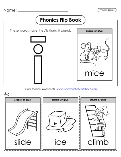 Cut & Glue Activities - Phonics Flip Book (Long I Words)