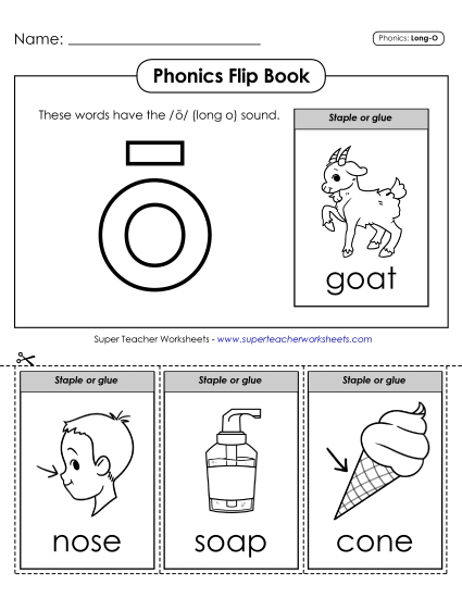 Cut and Glue Activities - Phonics Flip Book (Long O Words)
