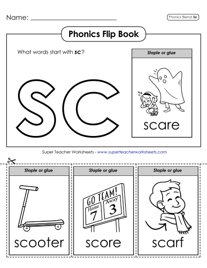 Cut and Glue Activities - Phonics Flip Book (Sc-)