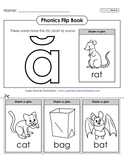 Cut & Glue Activities - Phonics Flip Book (Short A Words)