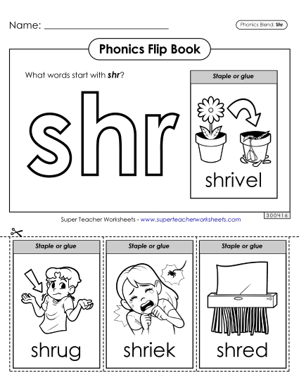Cut-and-Glue Activities - Phonics Flip Book (Shr-)