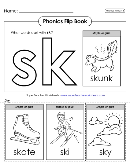 Cut and Glue Activities - Phonics Flip Book (Sk-) Cut and Glue Activities - Phonics Flip Book (Sk-)