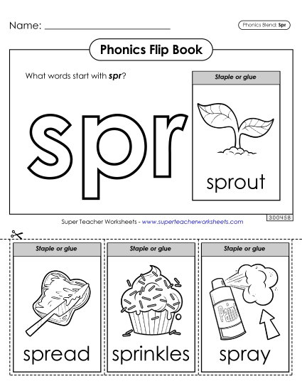 Cut and Glue Activities - Phonics Flip Book (Spr-) Cut and Glue Activities - Phonics Flip Book (Spr-)