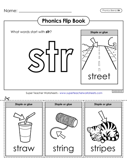 Cut-and-Glue Activities - Phonics Flip Book (Str-)