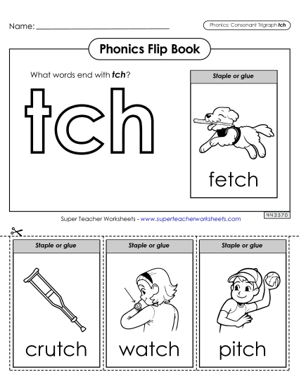 Cut-and-Glue Activities - Phonics Flip Book (-tch)