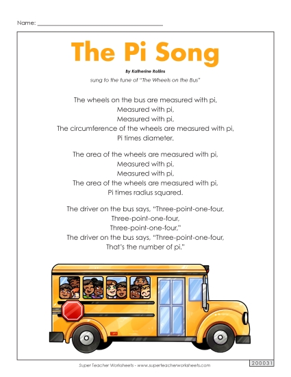 Circumference and Area (Intermediate) - Pi Song