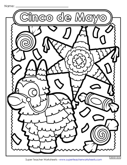 Coloring Pages - Piñatas & Candy Coloring Page