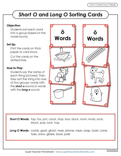 Picture Card Sort: Long O, Short O