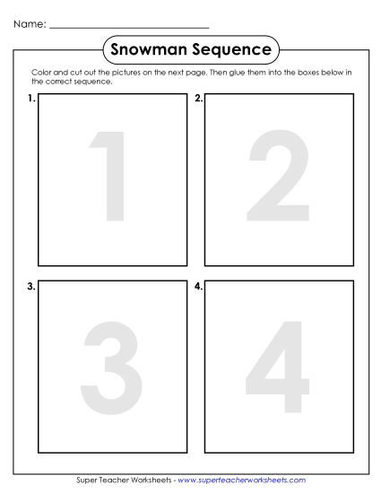 Winter Worksheets - Picture Sequence: Snowman
