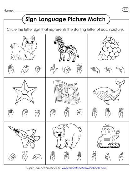 Letter Matching Worksheets - Picture-Sign Matching Worksheet 1 (Printable PDF Worksheet)