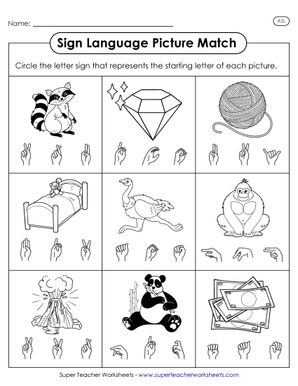 Letter Matching Worksheets - Picture-Sign Matching Worksheet 6 (Printable PDF Worksheet)