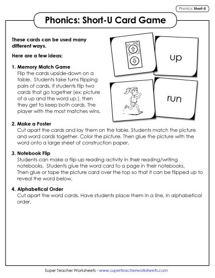 Games and Puzzles - Picture-Word Match Game (Short U) Games and Puzzles - Picture-Word Match Game (Short U)