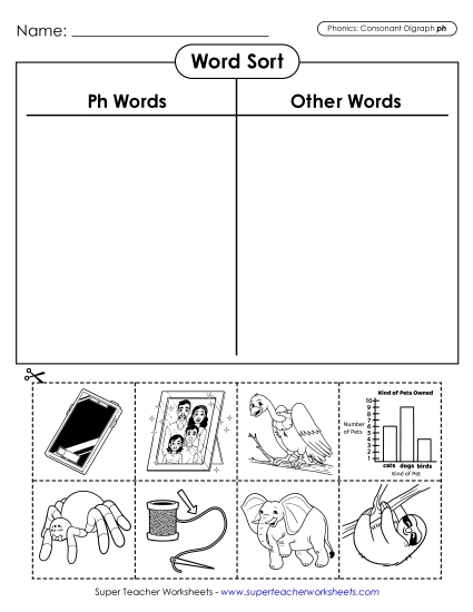 Cut-and-Glue Activities - Picture Word Sort (PH Words or Other Words) (Printable PDF Worksheet)