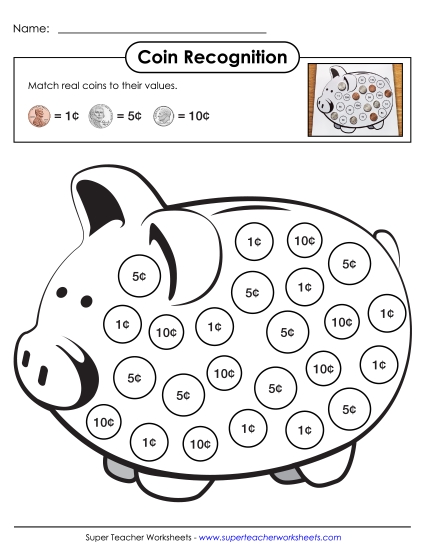 Pennies, Nickels, & Dimes (No Quarters) - Piggy Bank: Sorting Real Coins (Basic)