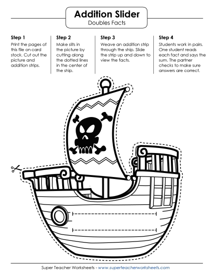 Flashcards and Sliders - Pirate Ship Math Slider: Addition Doubles Facts Flashcards and Sliders - Pirate Ship Math Slider: Addition Doubles Facts