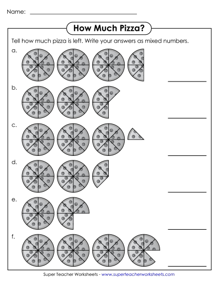 Mixed Numbers (Basic Concept) - Pizza - Mixed Numbers