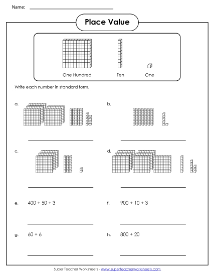 Place Value - Place Value Blocks (3-digit numbers) Place Value - Place Value Blocks (3-digit numbers)