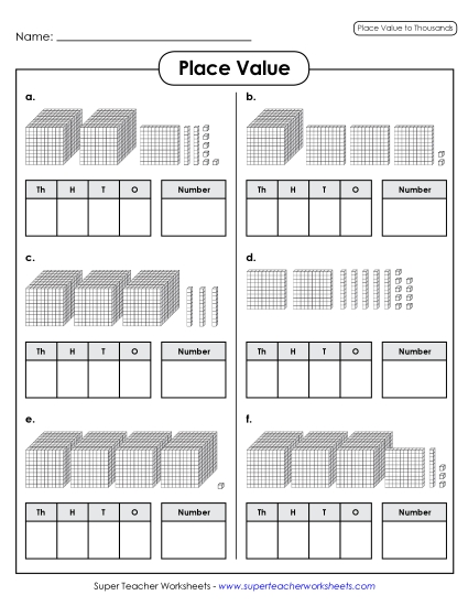 Place Value - Place Value Blocks: Thousands, Hundreds, Tens, & Ones