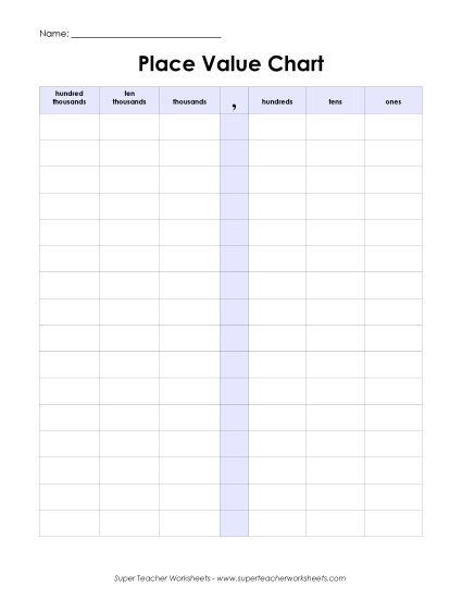 Place Value - Place Value Chart (6-Digit)