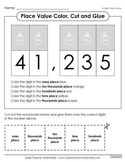 Place Value - Place Value Cut & Glue (5-Digit)