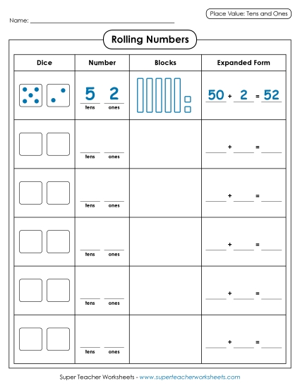 Place Value - Place Value: Rolling Numbers (Dice)