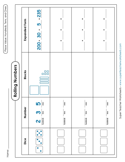 Place Value - Place Value: Rolling Numbers (Dice)