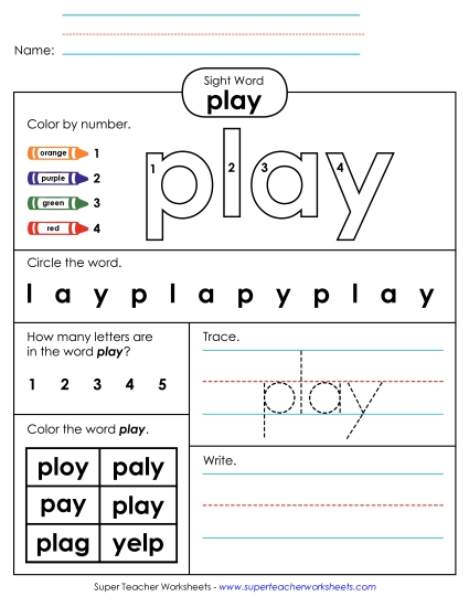 Individual Sight Words - Play (Sight Word) Individual Sight Words - Play (Sight Word)