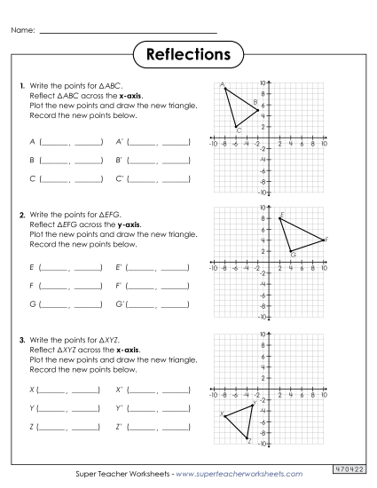 Reflections Only - Plotting Reflections on a Coordinate Plane