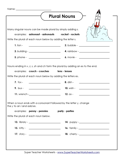 Singular & Plural Nouns - Plural Noun Rules