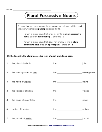 Plural Possessive Only - Plural Possessive Nouns Plural Possessive Only - Plural Possessive Nouns